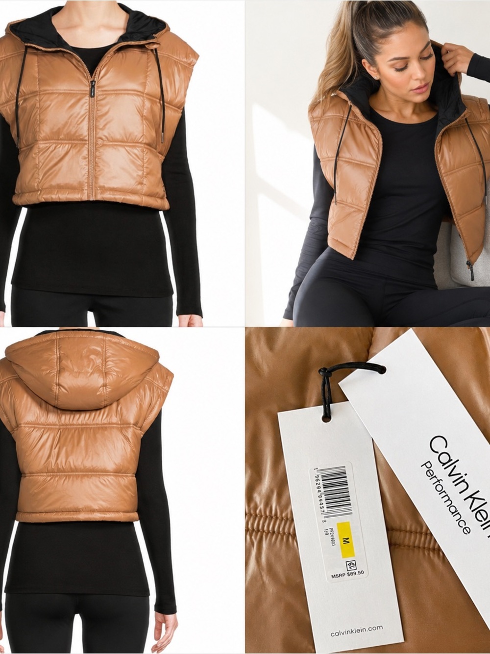 Calvin Klein Performance Cropped Hooded Puffer Vest